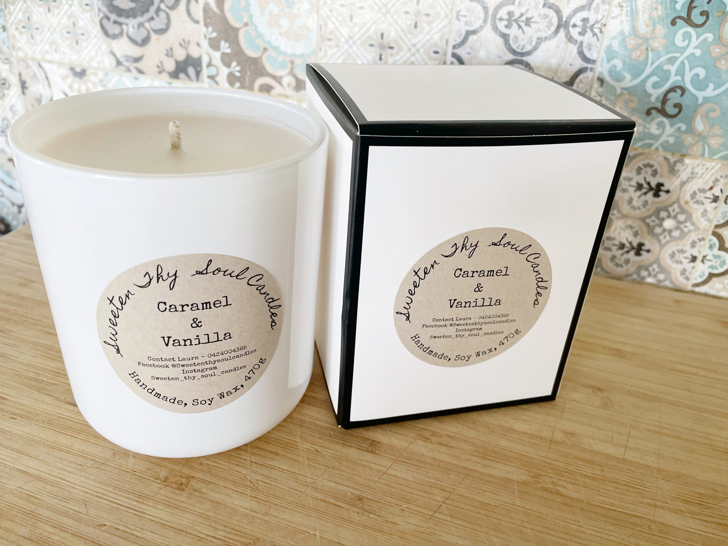 Caramel and Vanilla 470g soy candle