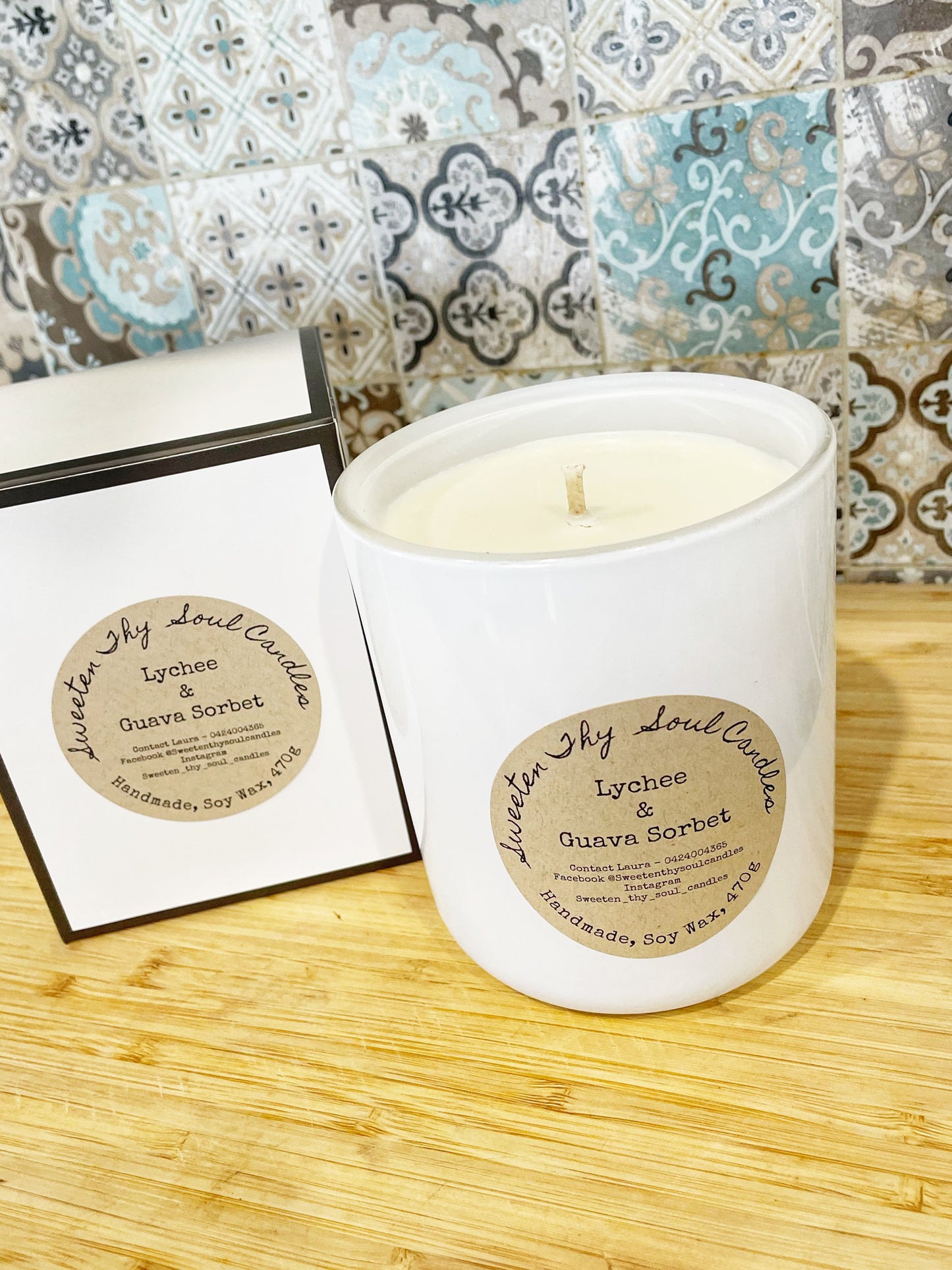 Lychee and Guava Sorbet 470g soy candle