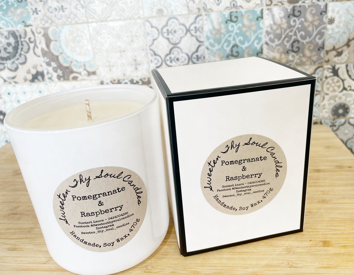 Pomegranate and Raspberry 470g soy candle