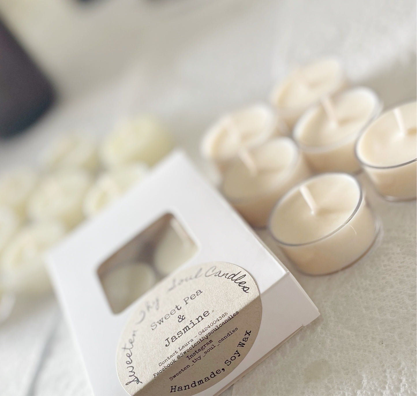 Sweet Pea and Jasmine, pack of 6 tea lights
