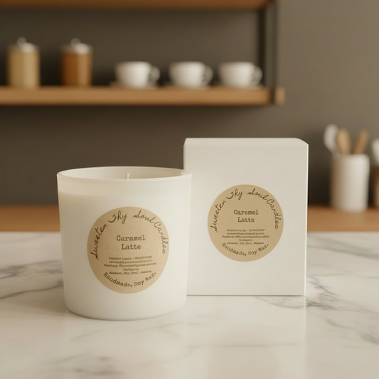 Caramel Latte Candle - Clean White Box No Lines