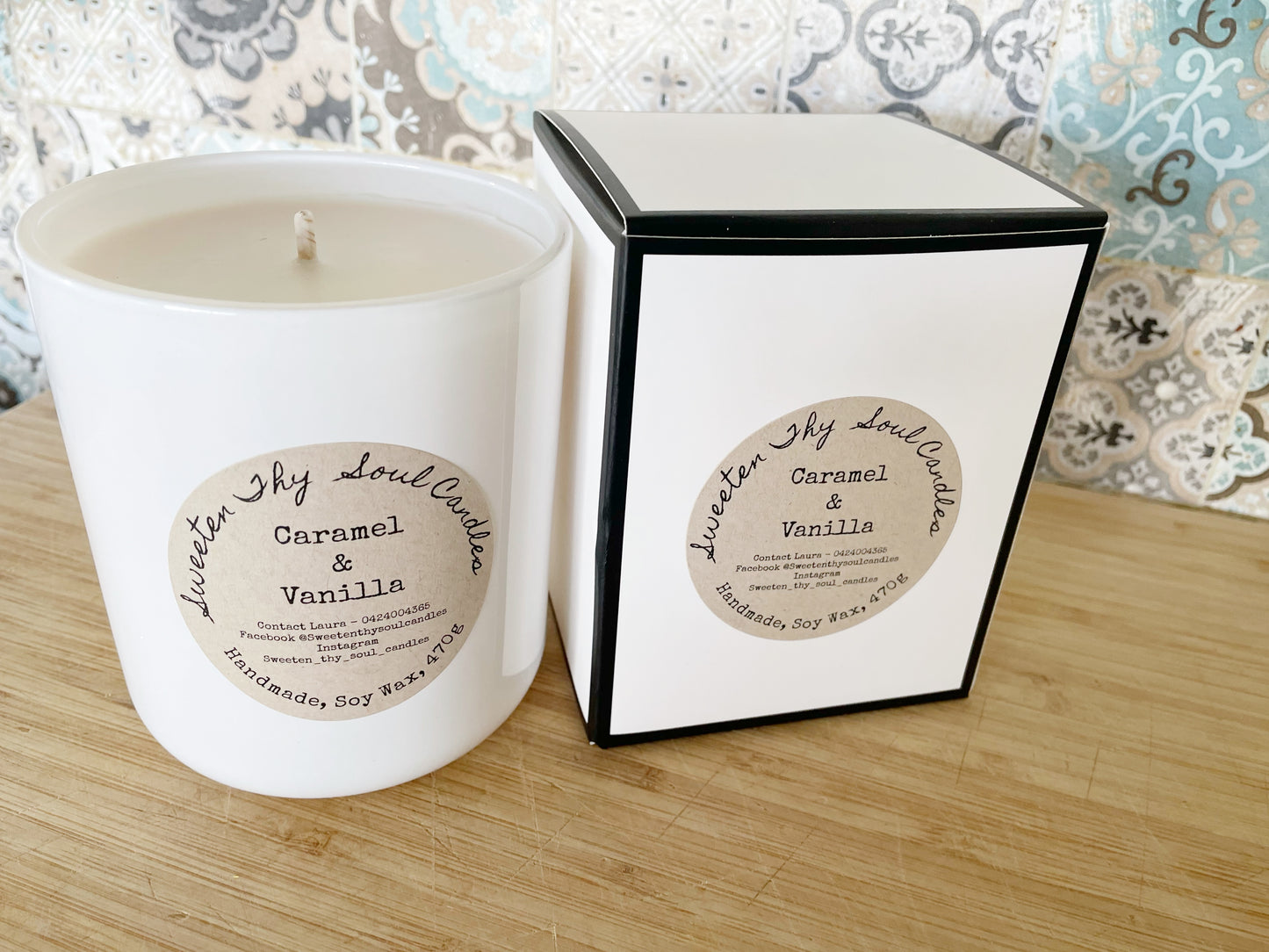 Caramel and Vanilla 470g soy candle
