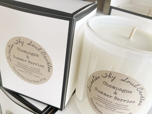 Champagne and Summer Berries 470g soy candle